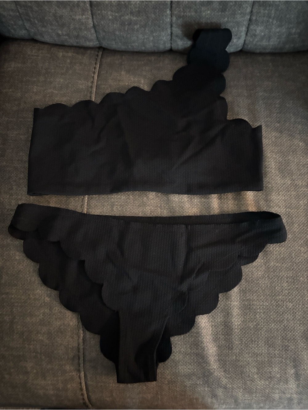 Marysia Swim Black Scalloped Bikini Set with Gold Accent